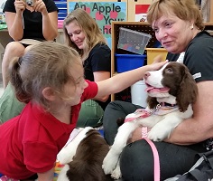Therapy Visitation: Jewels enjoying her visit with school kids